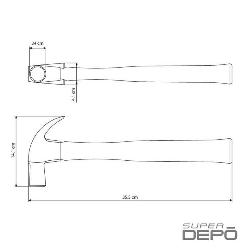 Martelo Unha Tramontina Aço Com Cabo De Madeira 34mm