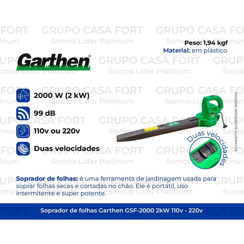 Soprador De Folhas Garthen Gsf-2000 Elétrico 2000w 220v